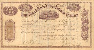 Toms River and Forked River Turnpike Co. - Stock Certificate